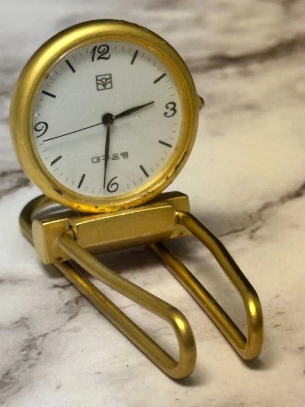 Money Clip Watch Gold Tone Men White Dial Round 30MM New Battery